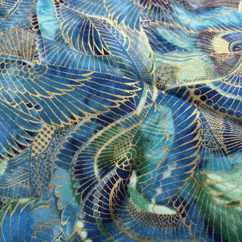 Shades Of Blue Quilting Cotton Fabric Sewing Textile Art Lot 11 Pc